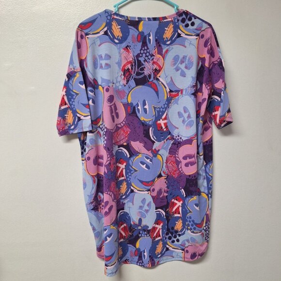 LuLaRoe Disney Irma Womens Size XS Mickey Mouse Tunic Shirt Purple Short Sleeve - Picture 3 of 7